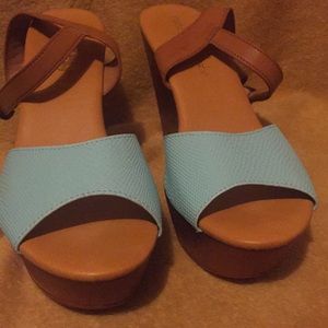 Sky blue wedge sandals size 10